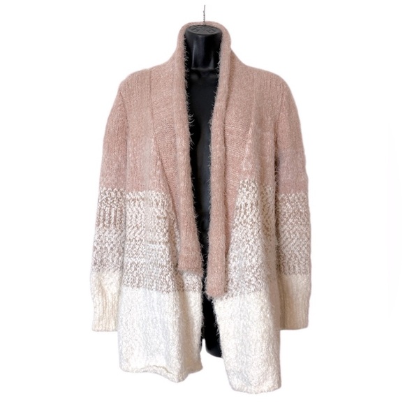 Cupio Sweaters - Cupio Pink & White Ombre Cardigan Sweater‎ Womens Open Front size Small (A33)